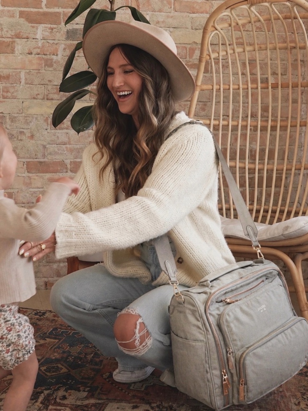 LAST ONE Jujube Light Gray Convertible Unisex Diaper Bag